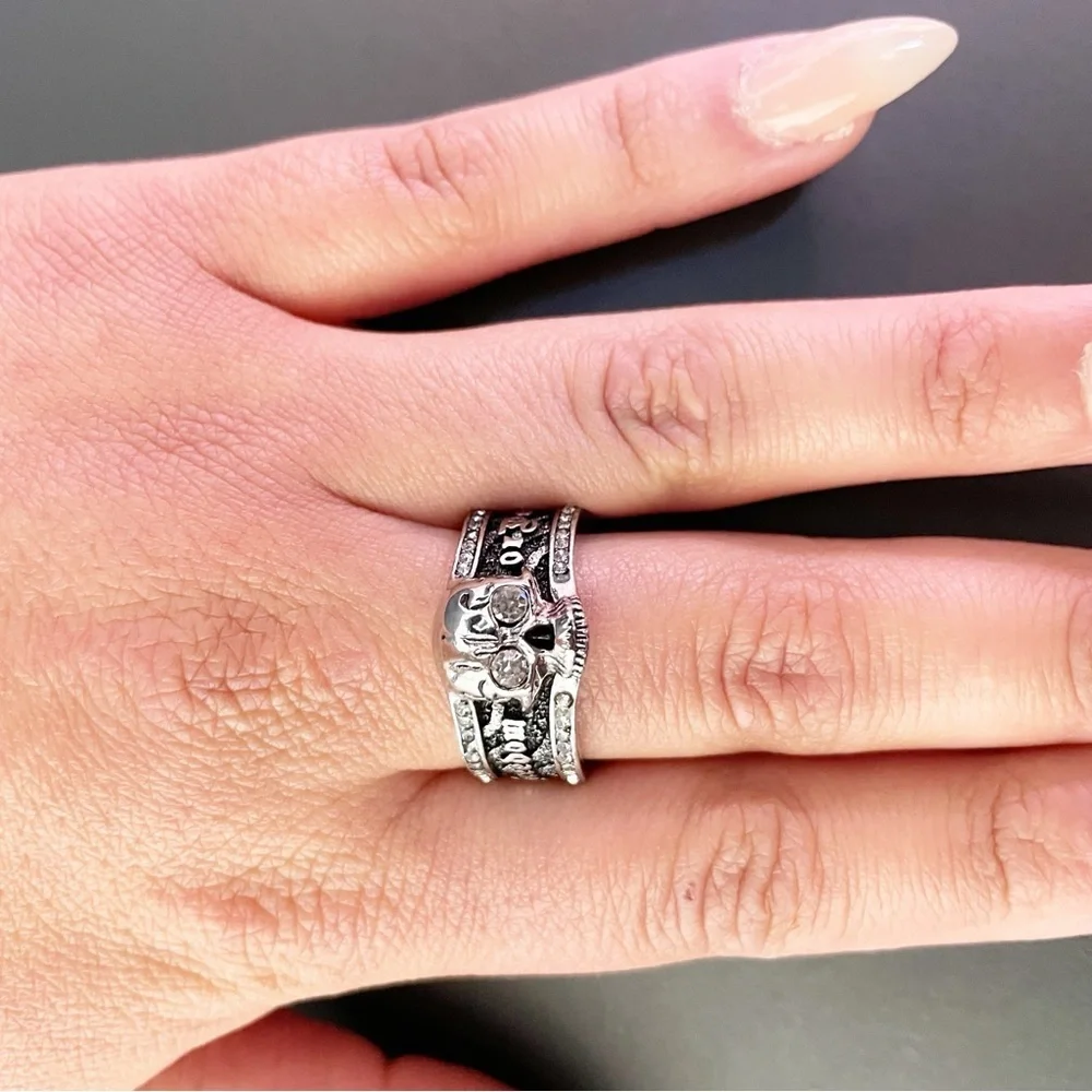 925 Sterling Silver Men's Skull Ring​ | Grunge Liberation Ring Size 11, 12, 13